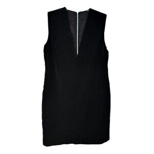 Women's Black Velvet Dress V Neck Sleeveless Back Zip Cocktail Party Elegant